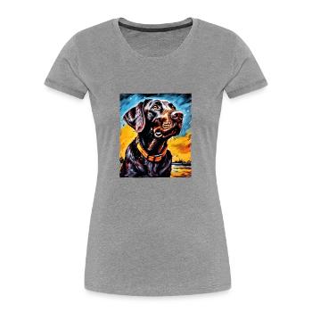 Labrador Dog Portrait - Women's Premium Organic T-Shirt - navy - Front - Mia (176cm)