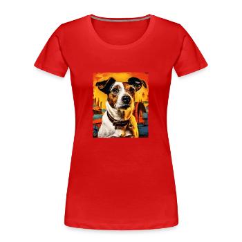 Jack Russel Terrier Hund Portrait - Frauen Premium Bio T-Shirt -  - Vorne - Mia (176cm)