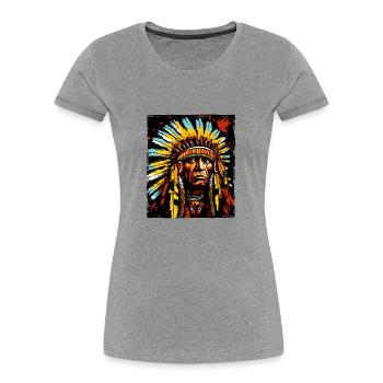 Apache Indian Chief - Women's Premium Organic T-Shirt - navy - Front - Mia (176cm)