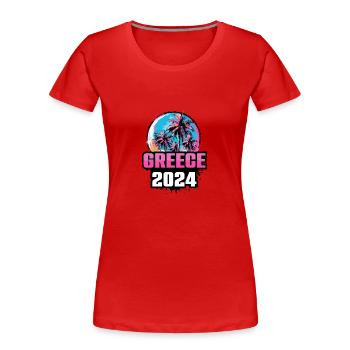 Greece 2024 Palm Trees - Women's Premium Organic T-Shirt - navy - Front - Mia (176cm)