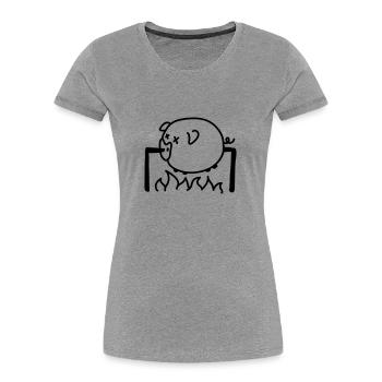 Schwein Grillen - Line - Frauen Premium Bio T-Shirt - Navy - Vorne - Mia (176cm)