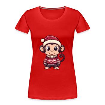 Monkey Christmas Comic - Women's Premium Organic T-Shirt - navy - Front - Mia (176cm)