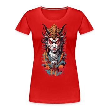 Oni Demon Anime Style Retro Aesthetic Design - Women's Premium Organic T-Shirt - navy - Front - Mia (176cm)