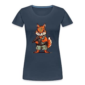 Eichhörnchen bis an die Zähne bewaffnet - Frauen Premium Bio T-Shirt - Navy - Vorne - Mia (176cm)