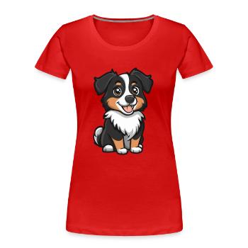 Australian Shepherd Dog Comic Cute - Women's Premium Organic T-Shirt - navy - Front - Mia (176cm)