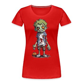 Cartoon Zombie Goule Halloween Nuit - T-shirt bio Premium Femme - bleu marine - Devant - Mia (176cm)