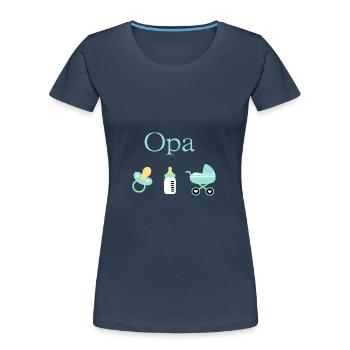 Opa Geburt Junge Vorlage personalisierbar - Frauen Premium Bio T-Shirt - Navy - Vorne - Mia (176cm)