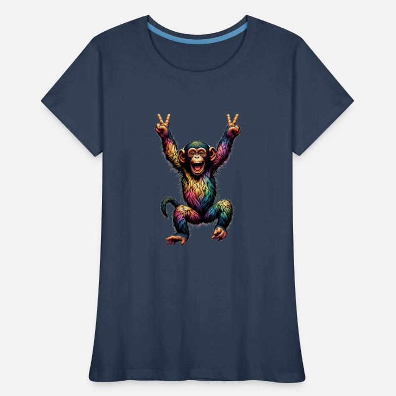 Rainbow Monkey Drapeau arc-en-ciel Rainbowcore T-shirt bio Premium Femme