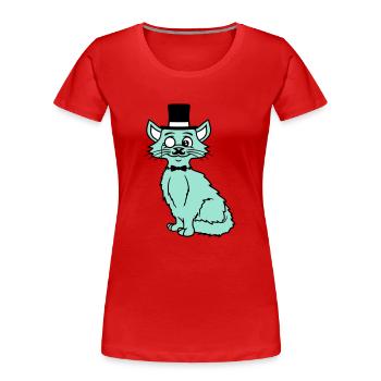 Sir Cat Gentleman Chapeau haut de forme Monocle Rich Gentleman - T-shirt bio Premium Femme - bleu marine - Devant - Mia (176cm)