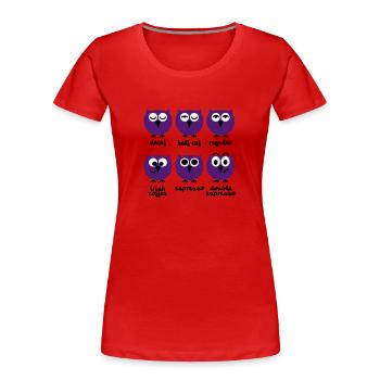 Funny Owls with Coffee Chart | T-shirts printing - Women's Premium Organic T-Shirt - navy - Front - Mia (176cm)
