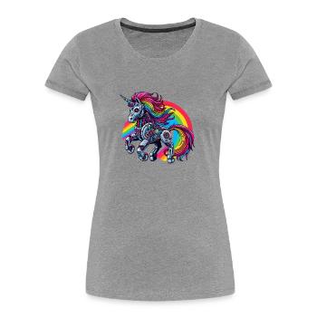 Cyborg Unicorn with Rainbow - Women's Premium Organic T-Shirt - navy - Front - Mia (176cm)