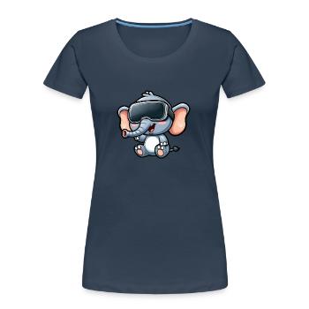 Elephant VR Virtual Reality Gamer Gamer Cute - Women's Premium Organic T-Shirt - navy - Front - Mia (176cm)