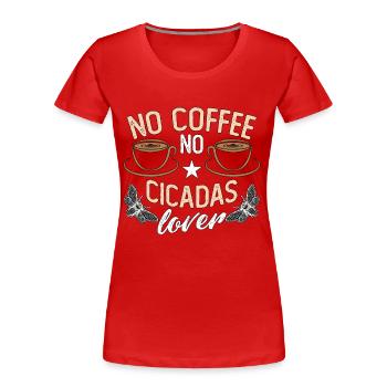 Amoureux des cigales Pas de café Pas d’entomologie Amateur de café - T-shirt bio Premium Femme - bleu marine - Devant - Mia (176cm)