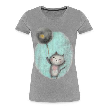 cute drawing cat balloon balloon - Women's Premium Organic T-Shirt - navy - Front - Mia (176cm)