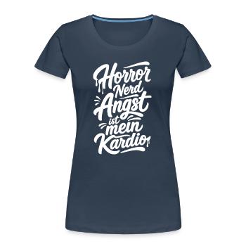 Horror Nerd Filmabend Comic Szene - Frauen Premium Bio T-Shirt - Navy - Vorne - Mia (176cm)