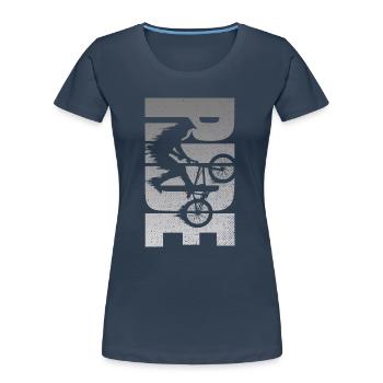 BMX Rider Ride Bicycle Retro - Women's Premium Organic T-Shirt - navy - Front - Mia (176cm)