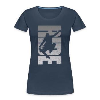 Skateboarding Retro Skateboarder Distressed - Frauen Premium Bio T-Shirt - Navy - Vorne - Mia (176cm)