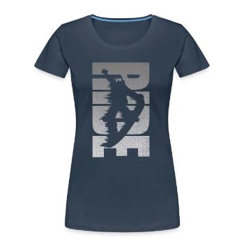 Snowboarding Retro Snowboarder Ride Distressed - Frauen Premium Bio T-Shirt - Navy - Vorne - Mia (176cm)