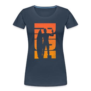 Männer Surfen Retro Ride Sunset Surfer - Frauen Premium Bio T-Shirt - Navy - Vorne - Mia (176cm)