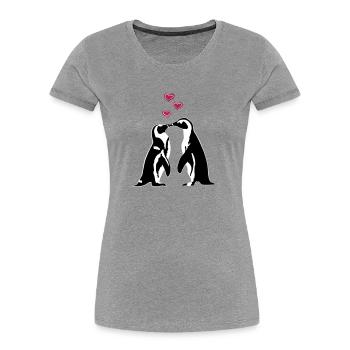 Verliebte Pinguine - Frauen Premium Bio T-Shirt - Navy - Vorne - Mia (176cm)