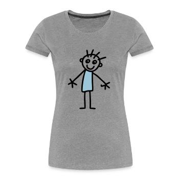 Strichmännchen Kinderzeichnung - V2 - Frauen Premium Bio T-Shirt - Navy - Vorne - Mia (176cm)