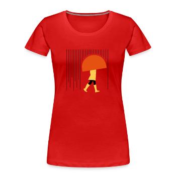 Mensch im Regen - Minimal - Frauen Premium Bio T-Shirt - Navy - Vorne - Mia (176cm)