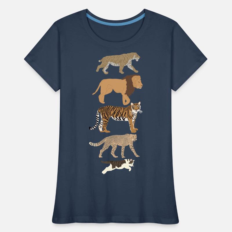 Evolution Chat Lion Guépard Vertical multicolore T-shirt bio Premium Femme