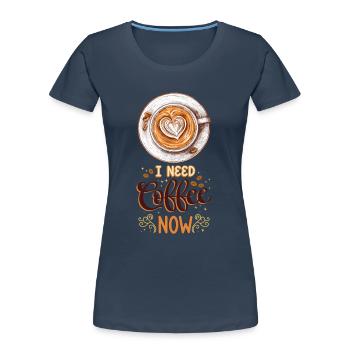 Kaffee Kaffeeliebhaber Kaffeetasse Barista Vintage - Frauen Premium Bio T-Shirt - Navy - Vorne - Mia (176cm)