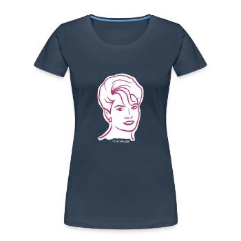 80s / Woman Portrait / Girl Power / minavi - Women's Premium Organic T-Shirt - navy - Front - Mia (176cm)