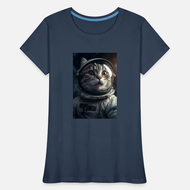 Katze Astronaut Geschenk Frauen Premium Bio T-Shirt