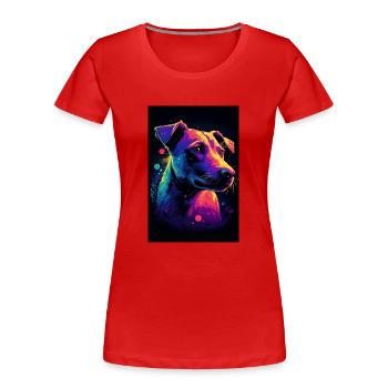 Jack Russell Terrier Synthwave Geschenk - Frauen Premium Bio T-Shirt - Navy - Vorne - Mia (176cm)