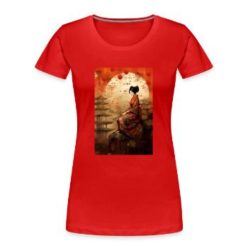 Japanese Temple Geisha Japan Gift - Women's Premium Organic T-Shirt - navy - Front - Mia (176cm)