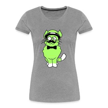 Sir Cat Gentleman Chapeau Costume Monocle Riche M. - T-shirt bio Premium Femme - bleu marine - Devant - Mia (176cm)