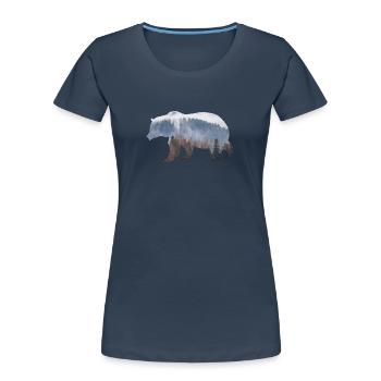 Bär mit Wald - Frauen Premium Bio T-Shirt - Navy - Vorne - Mia (176cm)