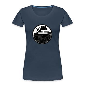 Japanese motif "Fuji and wave" - Women's Premium Organic T-Shirt - navy - Front - Mia (176cm)