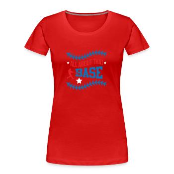 base baseball spruch - Frauen Premium Bio T-Shirt - Navy - Vorne - Mia (176cm)
