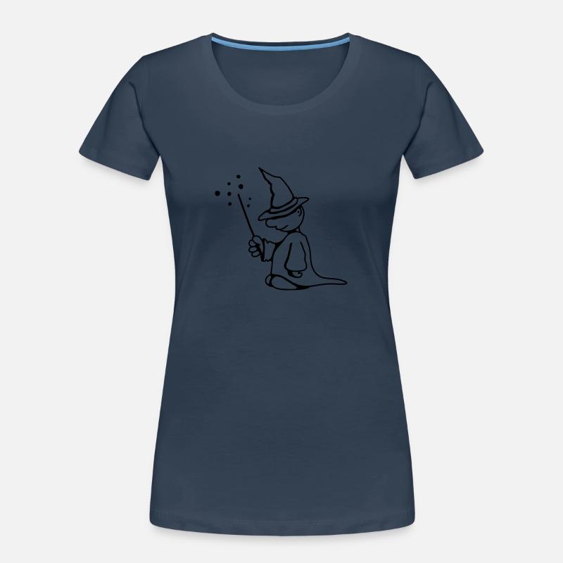 Little Wizard with Magic Hat and Magic wand - Women's Premium Organic T-Shirt - navy