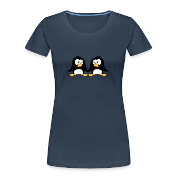 2 amateurs de mignons pingouins en amour couple am - T-shirt bio Premium Femme - bleu marine - Devant - Mia (176cm)