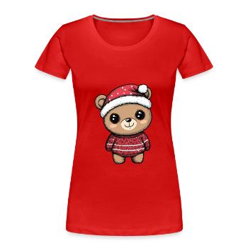Bande dessinée de Noël ours - T-shirt bio Premium Femme - bleu marine - Devant - Mia (176cm)