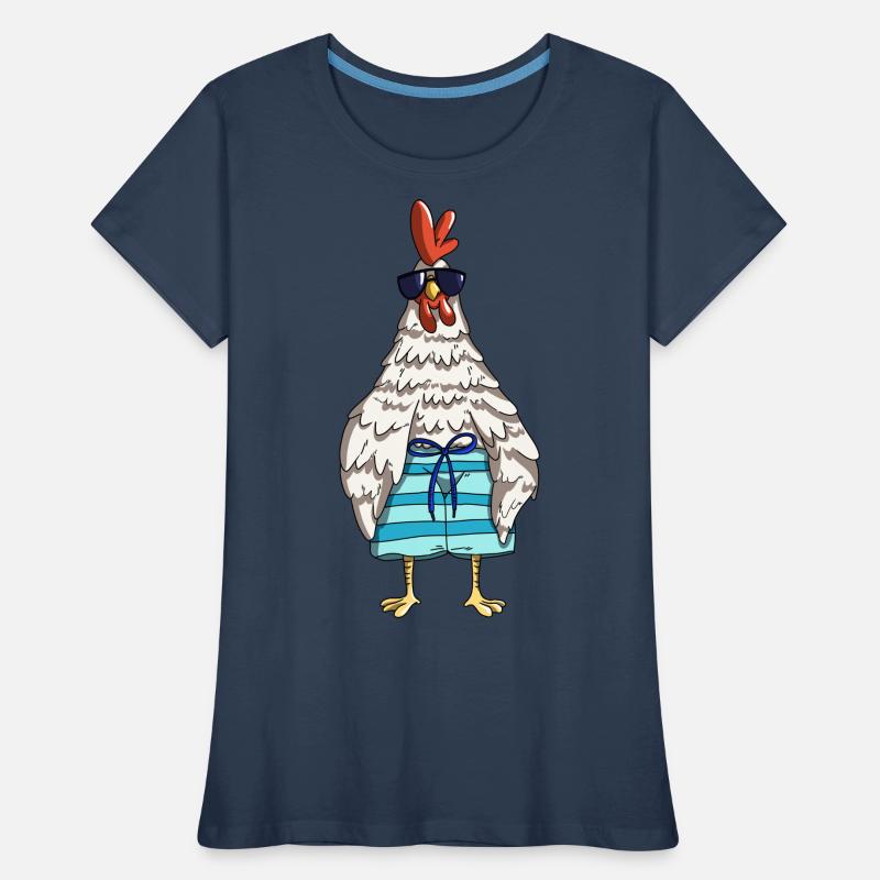 Drôle de poulets de coq et de patron de conception de poulet dans la grange T-shirt bio Premium Femme