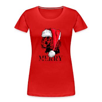 Santa German Quail Dog Merry Christmas Dogs - Women's Premium Organic T-Shirt - navy - Front - Mia (176cm)