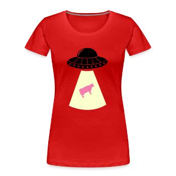 ufo kuh - Frauen Premium Bio T-Shirt - Navy - Vorne - Mia (176cm)