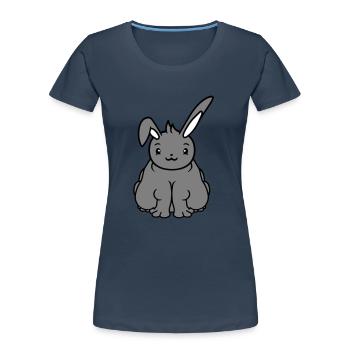 Gros Lapin Assis En Surpoids Gros Affamé Drôle - T-shirt bio Premium Femme - bleu marine - Devant - Mia (176cm)