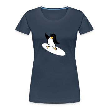Surfer Pinguin / penguin (3c) - Frauen Premium Bio T-Shirt - Navy - Vorne - Mia (176cm)