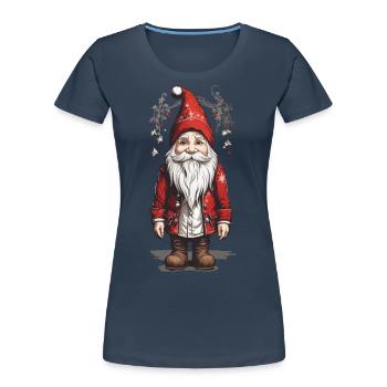 Gnome de Noël rétro à Noël - T-shirt bio Premium Femme - bleu marine - Devant - Mia (176cm)