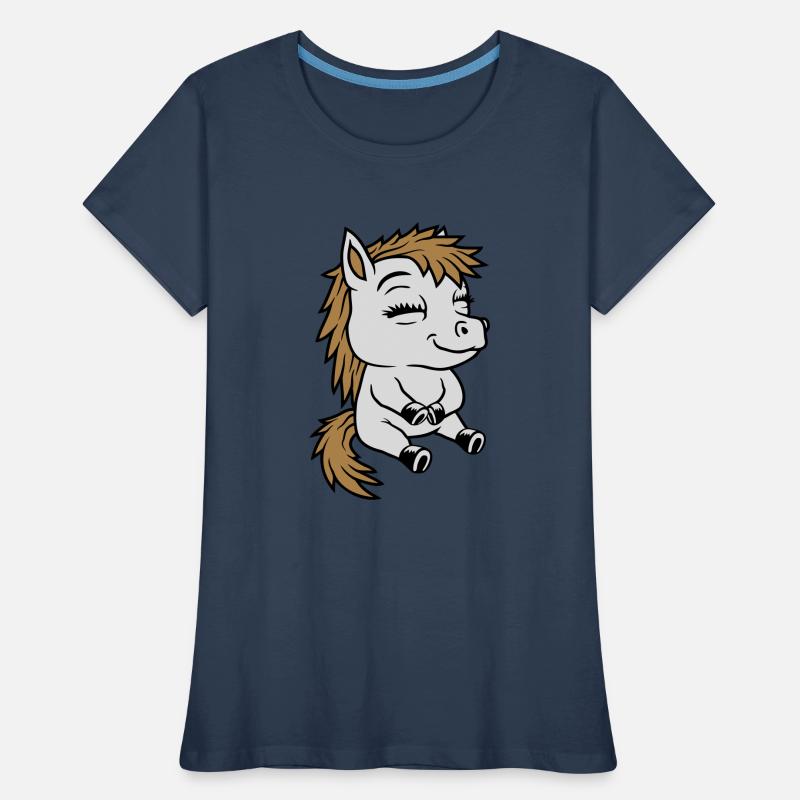 Kleines sitzendes Comic Pony Frauen Premium Bio T-Shirt