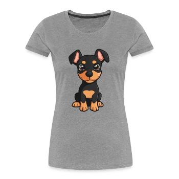 Doberman chien bande dessinée mignon - T-shirt bio Premium Femme - bleu marine - Devant - Mia (176cm)