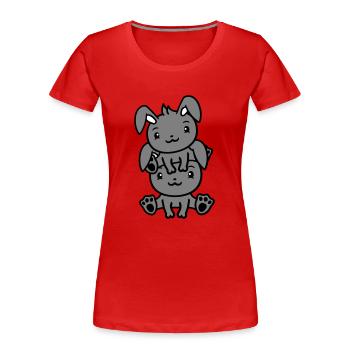 2 Hasen Freunde Team Crew Paar Sitzen Aufeinander - Frauen Premium Bio T-Shirt - Navy - Vorne - Mia (176cm)