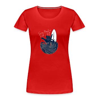 Sunny Beach Rock n Roll - OCENBLUE COLLECTION - Frauen Premium Bio T-Shirt - Navy - Vorne - Mia (176cm)