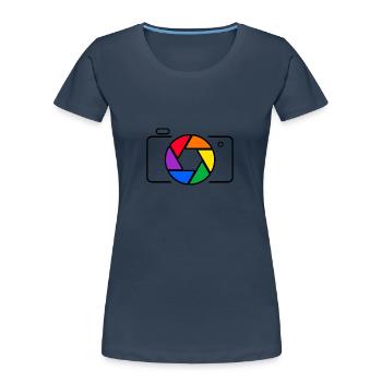 fotograf focus kamera fotografie - Frauen Premium Bio T-Shirt - Navy - Vorne - Mia (176cm)